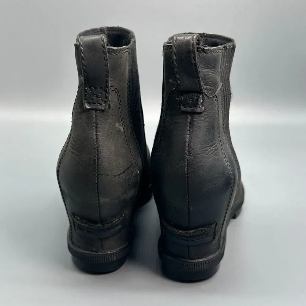 Sorel Joan of Arctic Wedge II Women's 6.5 Black Round Toe Pull On Chelsea Boots